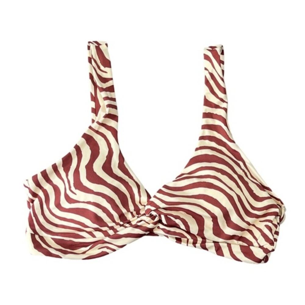 Andie Portofino Bikini Top Size M Zebra Print Rust & Cream Twist Front Swim NWT